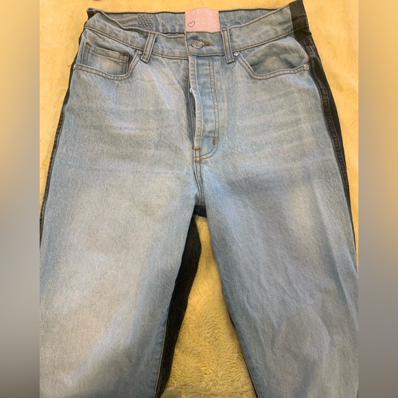 Revice Two Toned Black and Light Wash Denim High Waisted Jeans - Picture 4 of 6